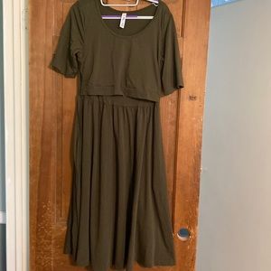 Latched Mama Olive Green Maternity/Nursing Dress